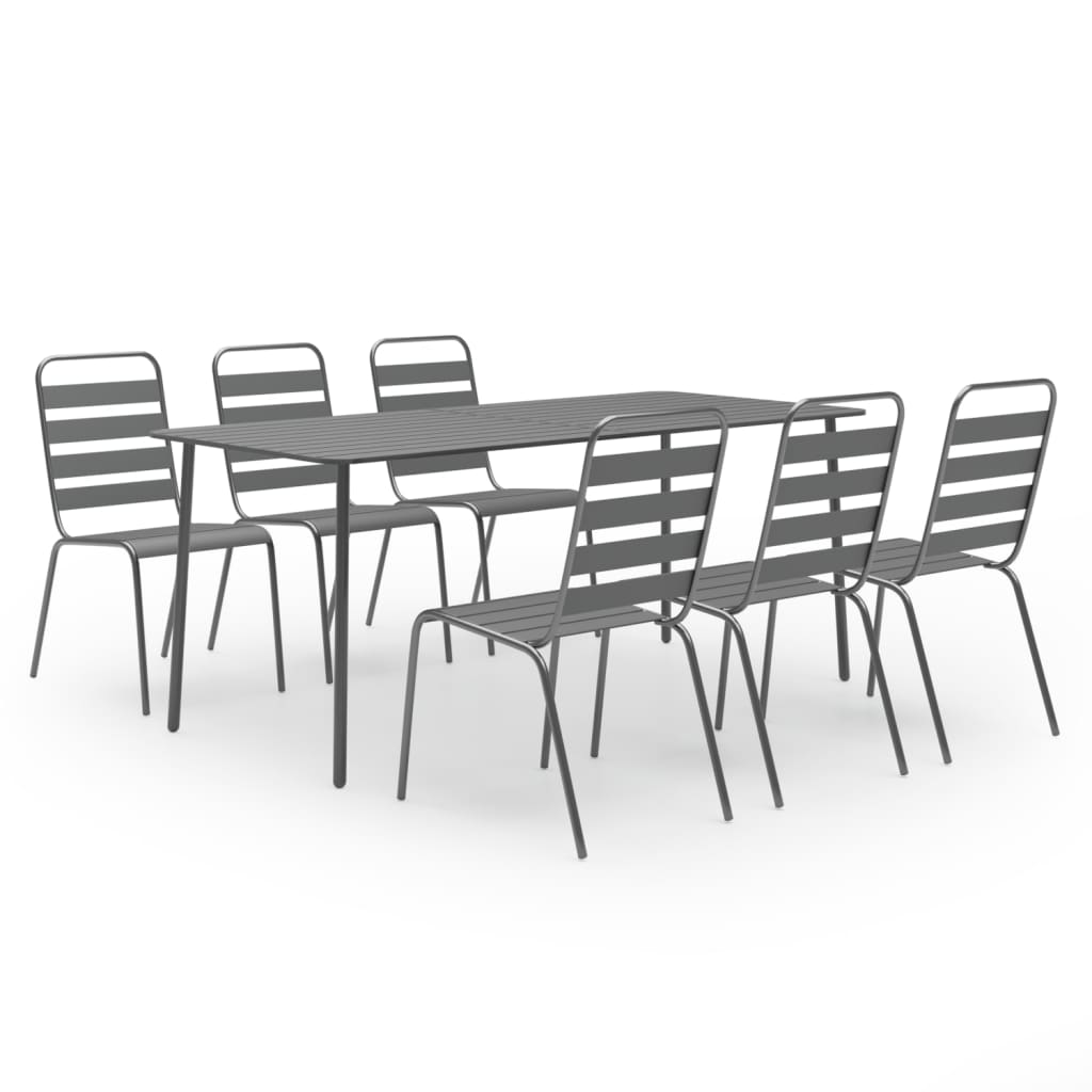 vidaXL Dining Set | Dark grey | Steel with e-coated and powder-coated finish