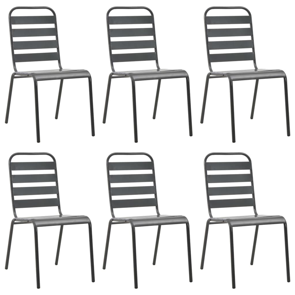 vidaXL Dining Set | Dark grey | Steel with e-coated and powder-coated finish