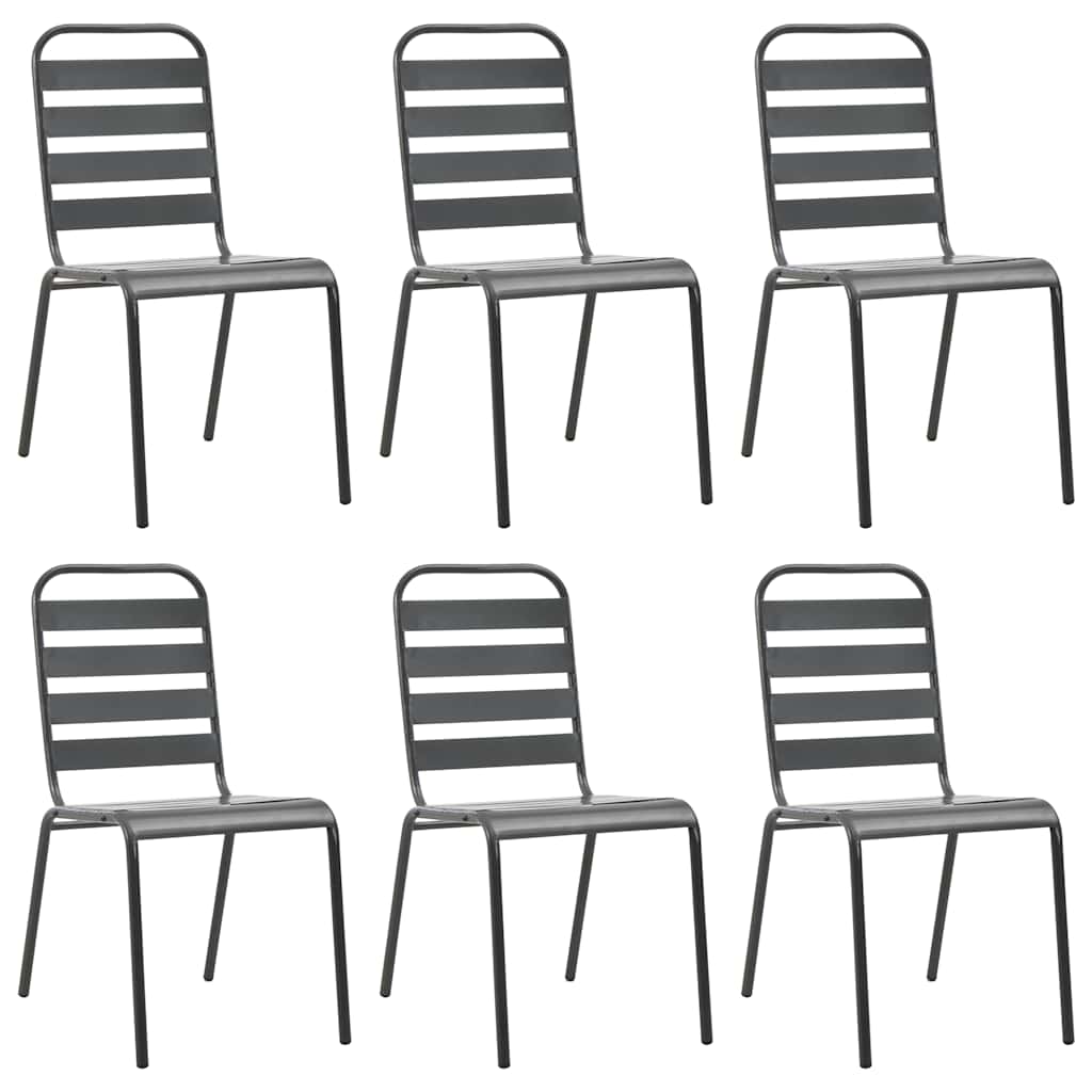 vidaXL 7 Piece Garden Dining Set Steel Dark Grey