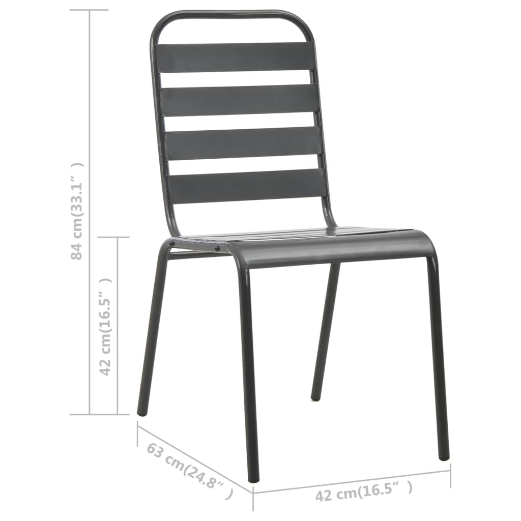vidaXL Dining Set | Dark grey | Steel with e-coated and powder-coated finish