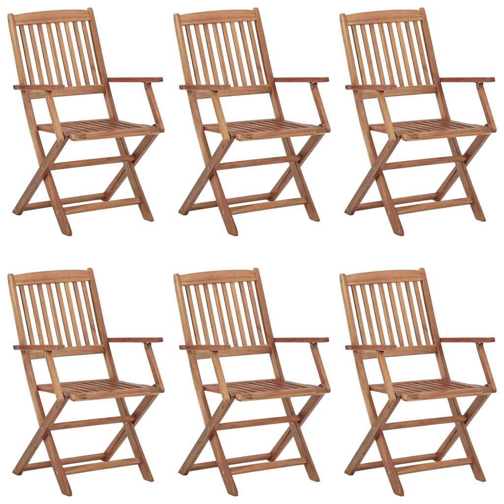 vidaXL Outdoor Chair | Set of 6 | Natural wood | Solid acacia wood | Medium
