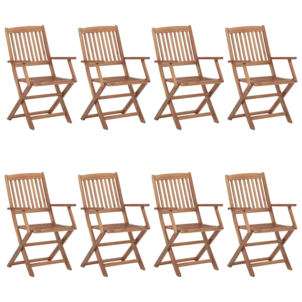 vidaXL Outdoor Chair | Set of 8 | Natural wood | Solid acacia wood | Standard