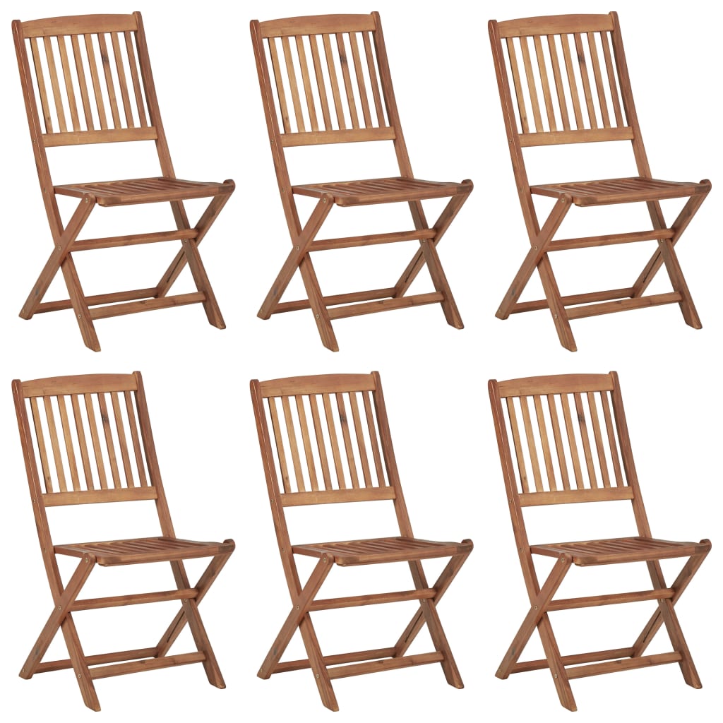 vidaXL Folding Outdoor Chair | Set of 6 | Natural Wood | Solid Acacia Wood