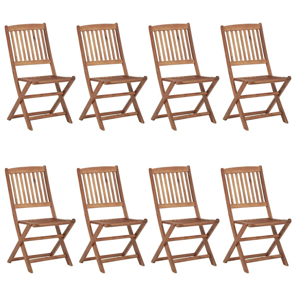 vidaXL Outdoor Chair | Set of 8 | Brown | Solid Acacia wood | Medium | Foldable