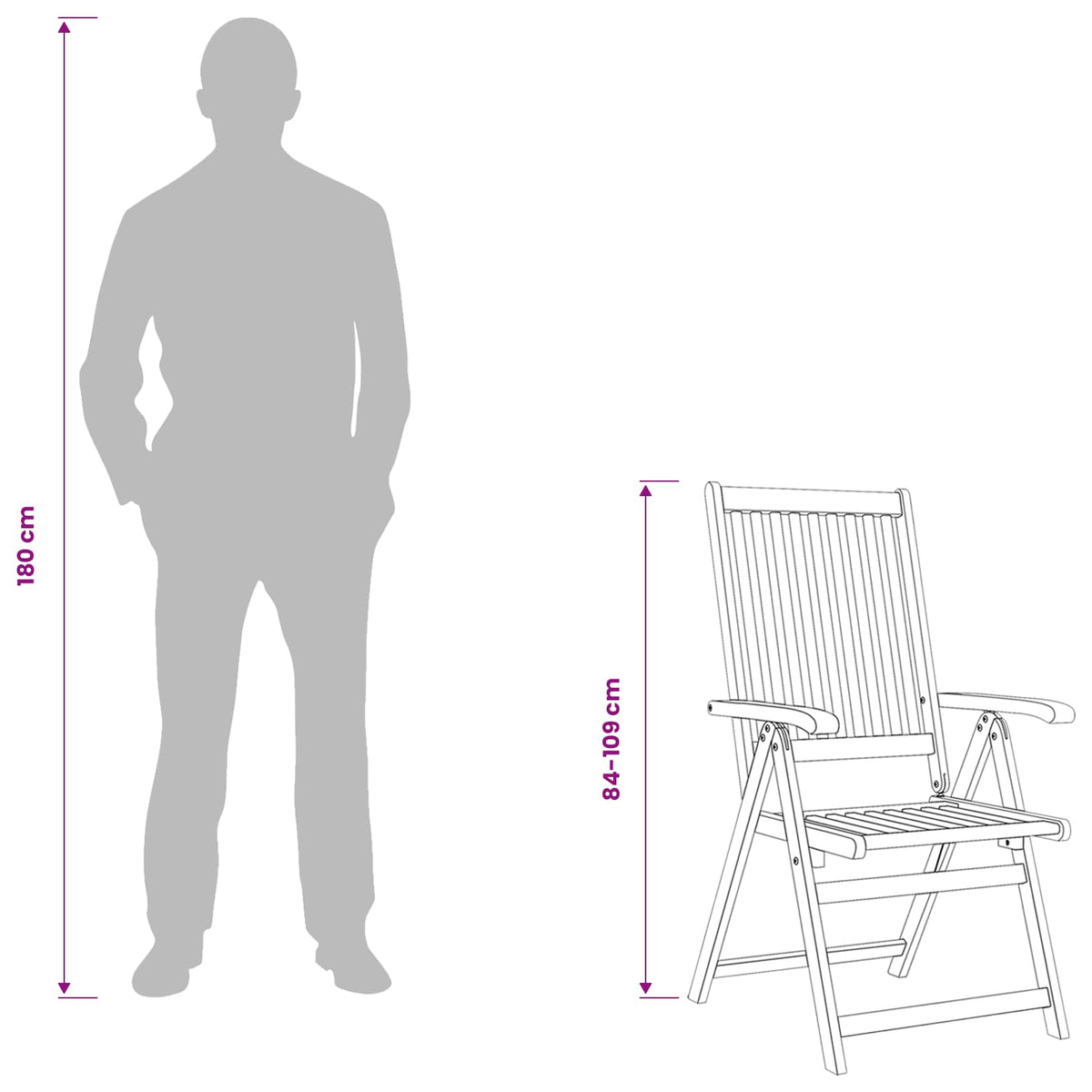 vidaXL Folding Chairs 8 pcs Solid Acacia Wood
