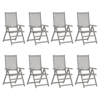 vidaXL Garden Chair | Set of 8 | Grey | Solid acacia wood | Medium | Foldable