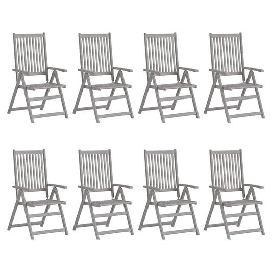 vidaXL Garden Reclining Chairs 8 pcs Grey Solid Acacia Wood