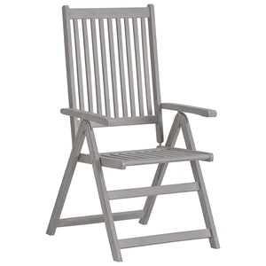 vidaXL Garden Reclining Chairs 8 pcs Grey Solid Acacia Wood
