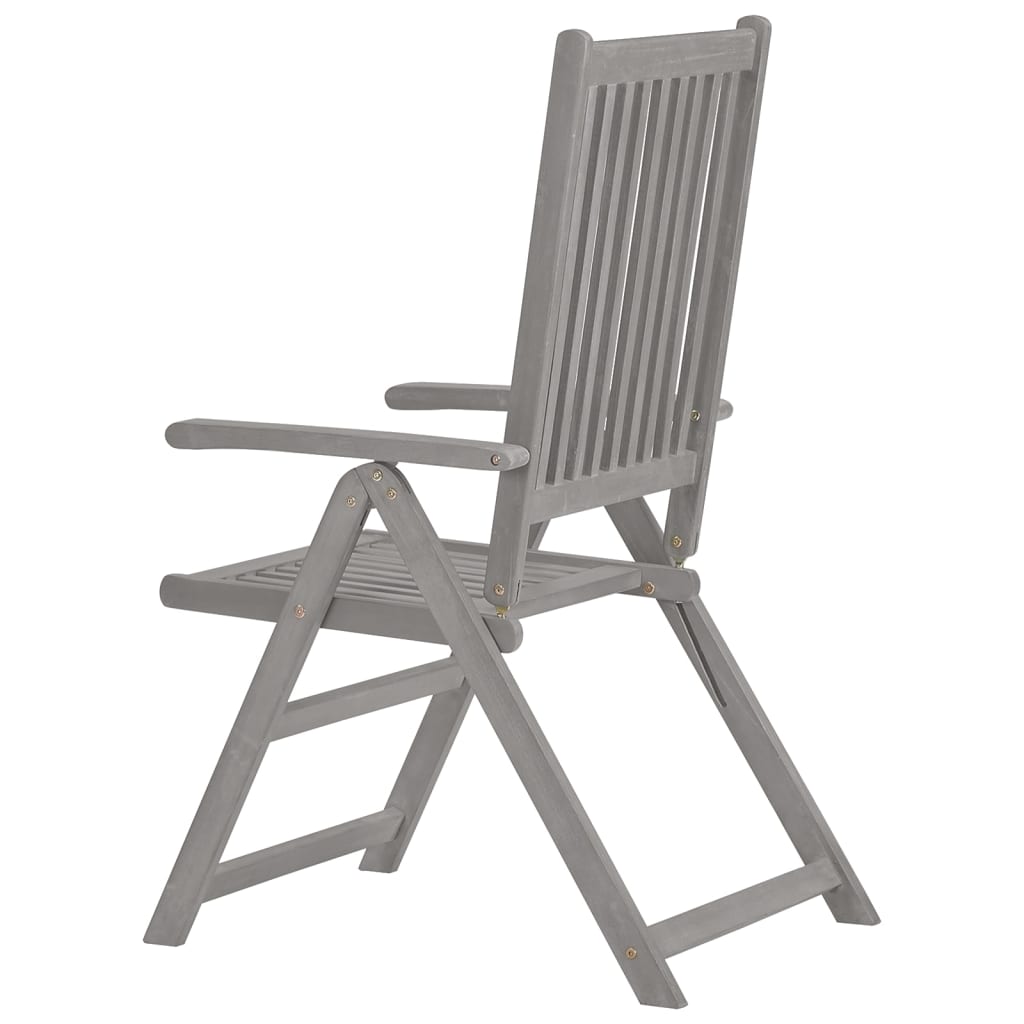 vidaXL Garden Chair | Set of 8 | Grey | Solid acacia wood | Medium | Foldable