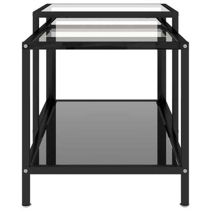 vidaXL Tea Tables 2 pcs Tempered Glass Black