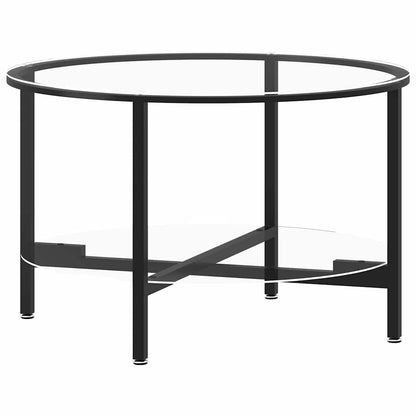 331617 vidaXL Tea Table Black and Transparent 70 cm Tempered Glass