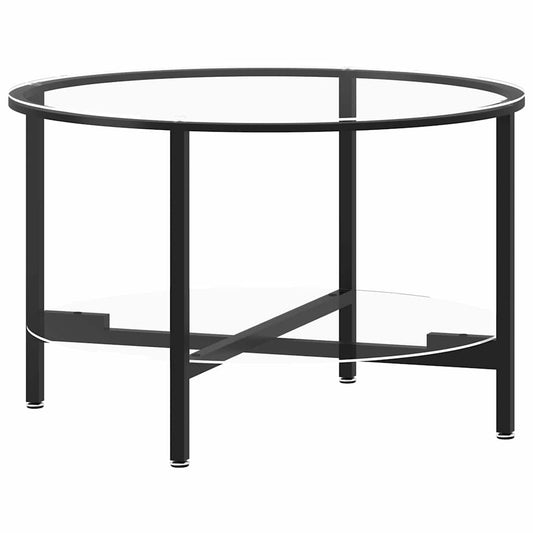 331617 vidaXL Tea Table Black and Transparent 70 cm Tempered Glass