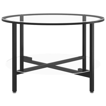 331617 vidaXL Tea Table Black and Transparent 70 cm Tempered Glass