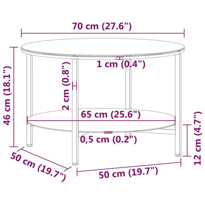 331617 vidaXL Tea Table Black and Transparent 70 cm Tempered Glass