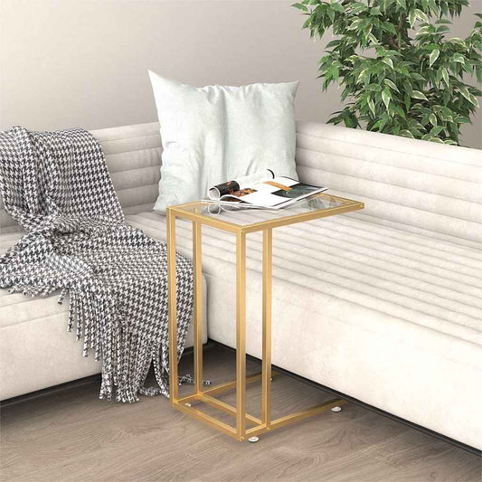 331645 vidaXL Computer Side Table Transparent 50x35x65 cm Tempered Glass