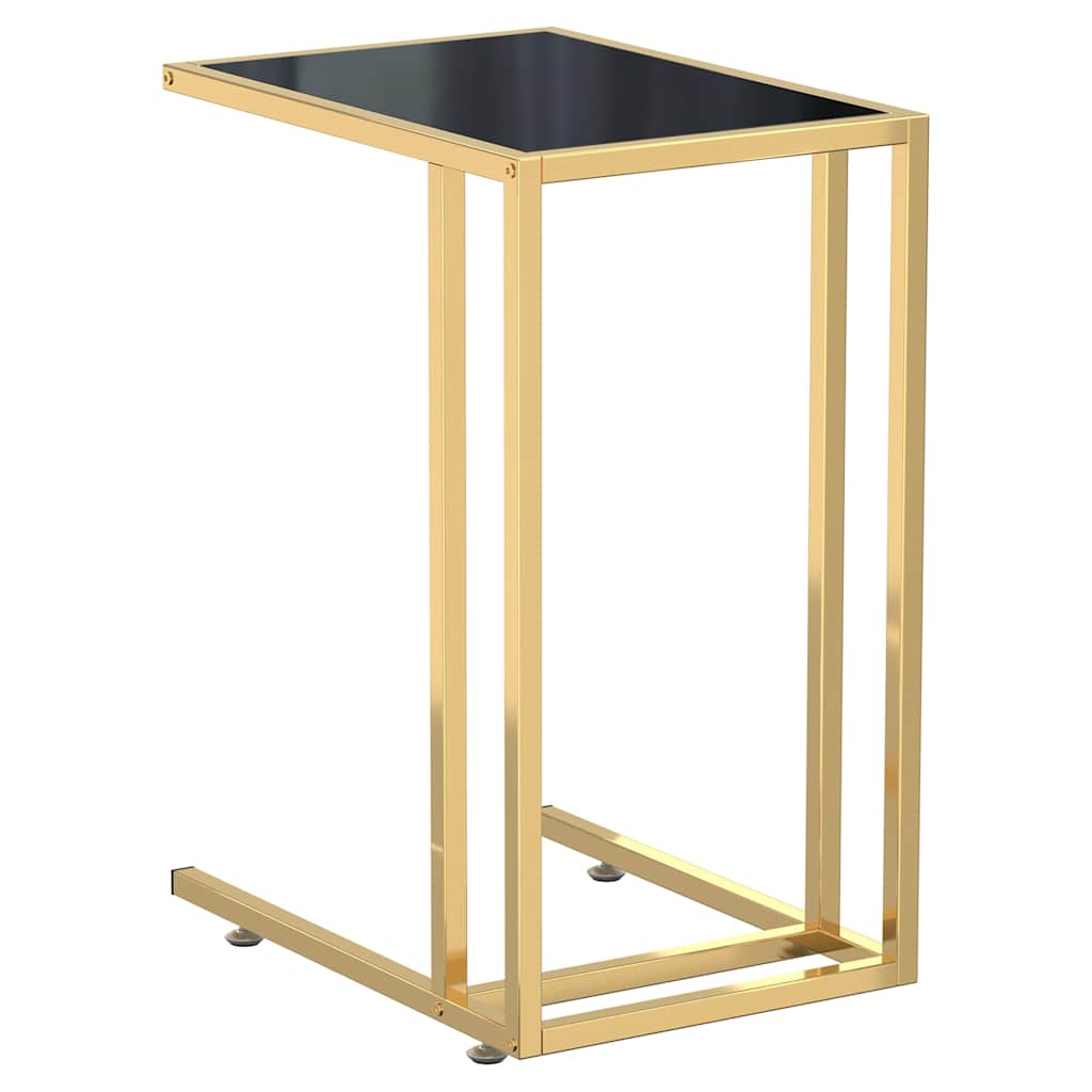 331646 vidaXL Computer Side Table Black 50x35x65 cm Tempered Glass