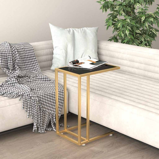 331646 vidaXL Computer Side Table Black 50x35x65 cm Tempered Glass