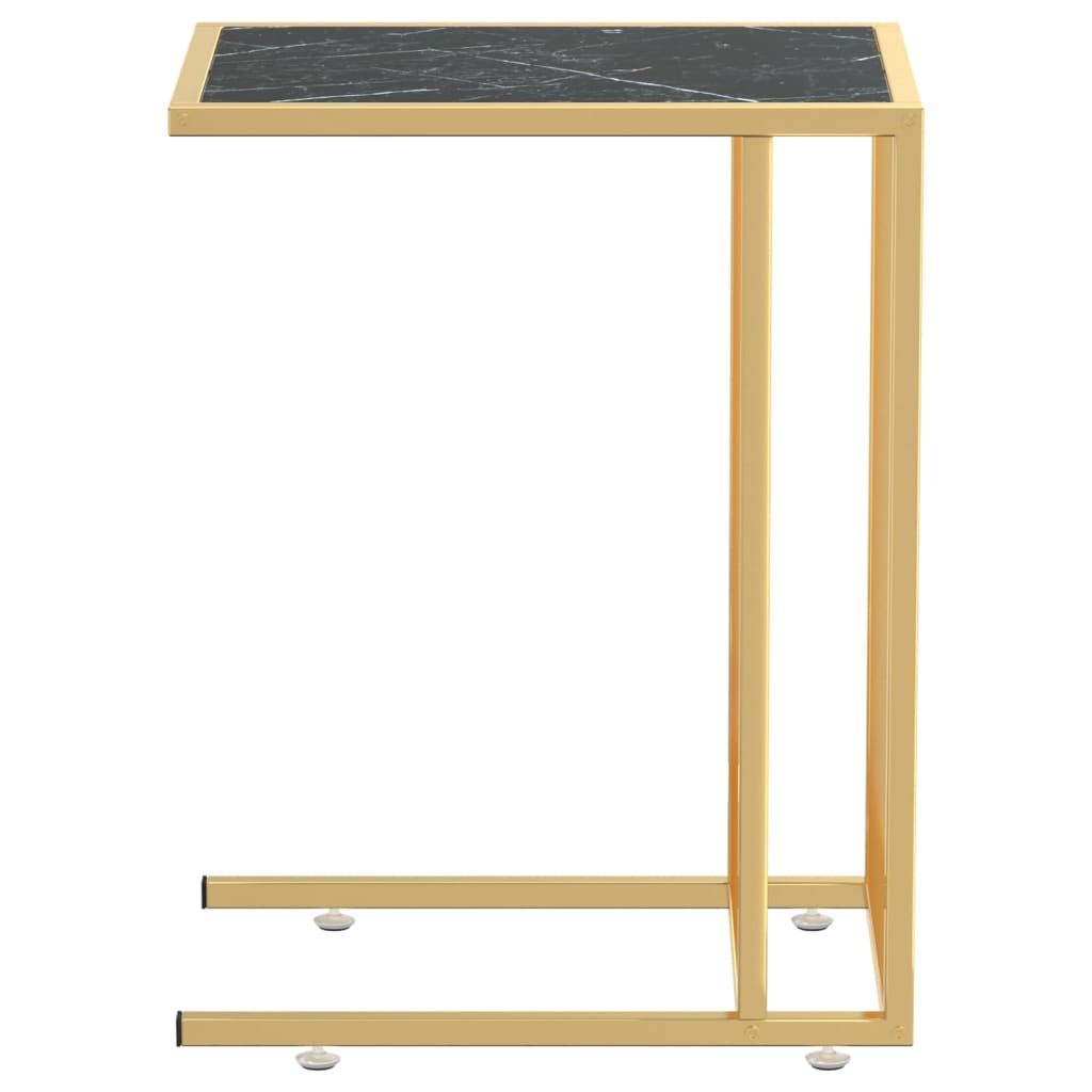 vidaXL Computer Side Table Black Marble 50x35x65 cm Tempered Glass