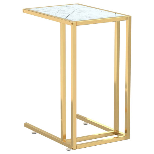 331648 vidaXL Computer Side Table White Marble 50x35x65 cm Tempered Glass