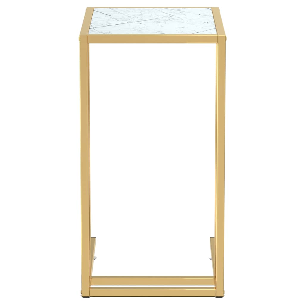 331648 vidaXL Computer Side Table White Marble 50x35x65 cm Tempered Glass