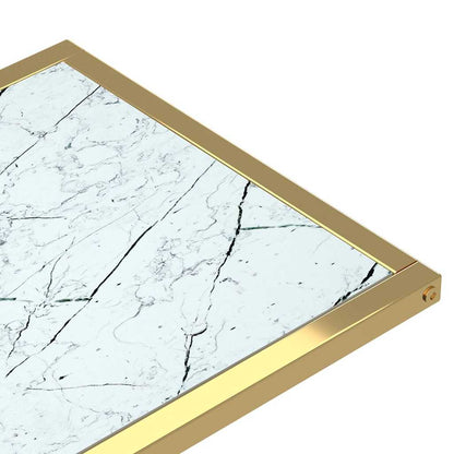 331648 vidaXL Computer Side Table White Marble 50x35x65 cm Tempered Glass