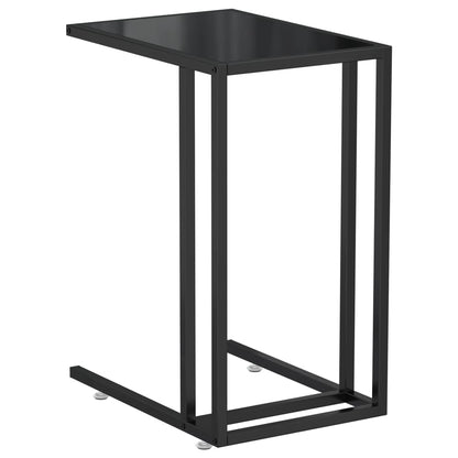 vidaXL Side Table | Black | Tempered Glass, Powder-Coated Iron | Medium