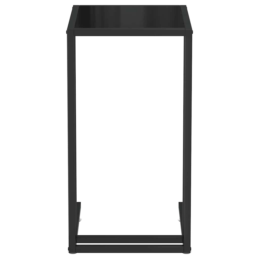 vidaXL Side Table | Black | Tempered Glass, Powder-Coated Iron | Medium