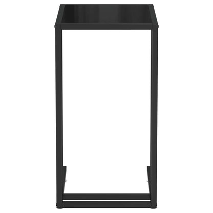 vidaXL Side Table | Black | Tempered Glass, Powder-Coated Iron | Medium