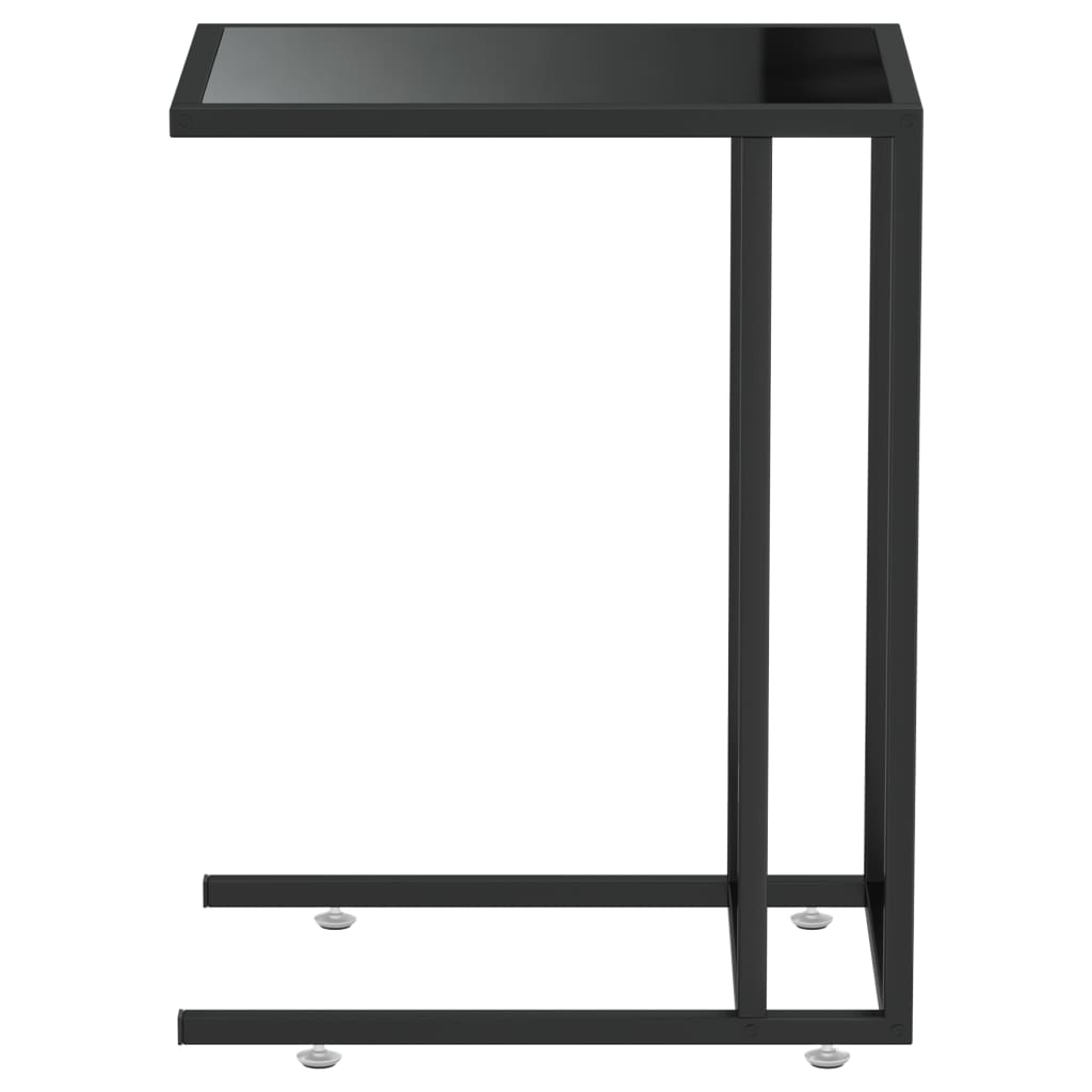 vidaXL Side Table | Black | Tempered Glass, Powder-Coated Iron | Medium