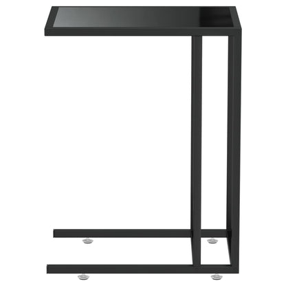vidaXL Side Table | Black | Tempered Glass, Powder-Coated Iron | Medium