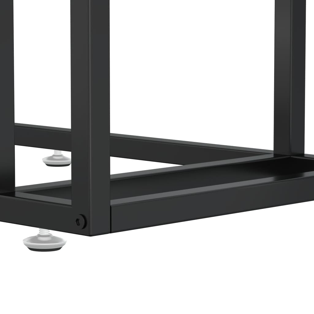 vidaXL Side Table | Black | Tempered Glass, Powder-Coated Iron | Medium