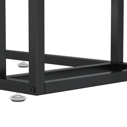 vidaXL Side Table | Black | Tempered Glass, Powder-Coated Iron | Medium