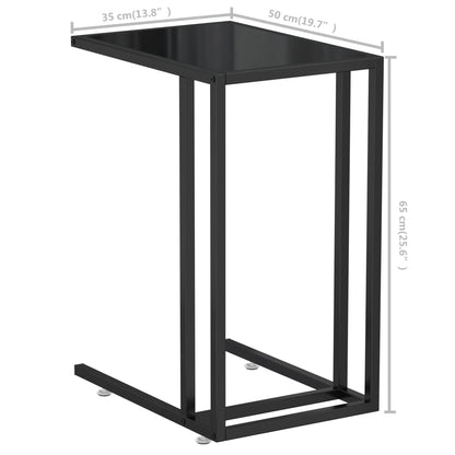 vidaXL Side Table | Black | Tempered Glass, Powder-Coated Iron | Medium