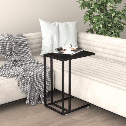 vidaXL Side Table | Black | Tempered Glass, Powder-Coated Iron | Medium