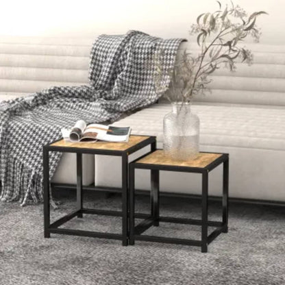 vidaXL Tea Tables 2 pcs MDF Black and Yellow