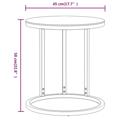 vidaXL Side Table Gold and Black 45 cm Tempered Glass