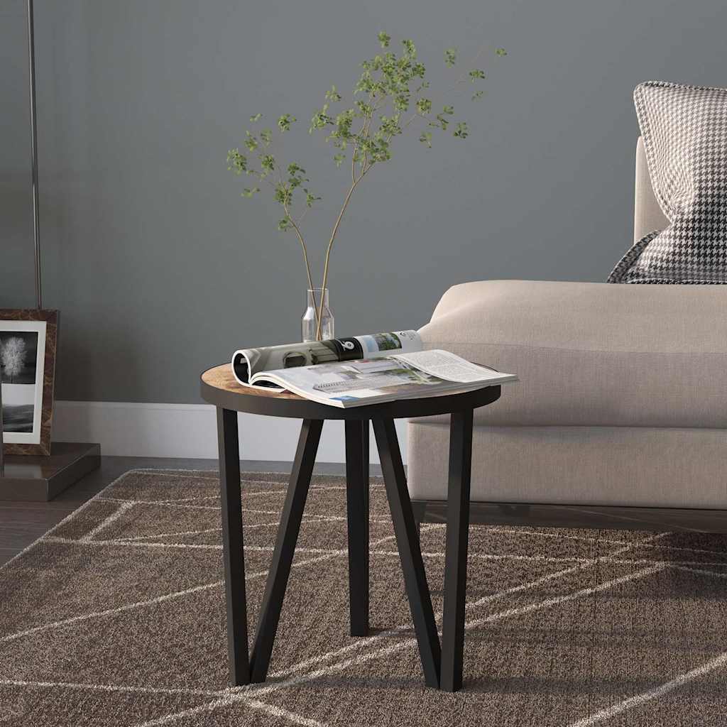 331665 vidaXL Tea Table Black and Yellow Ø35 cm MDF