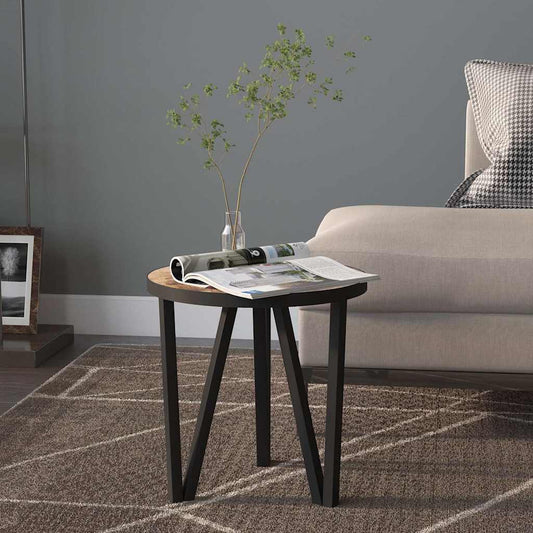 331665 vidaXL Tea Table Black and Yellow Ø35 cm MDF