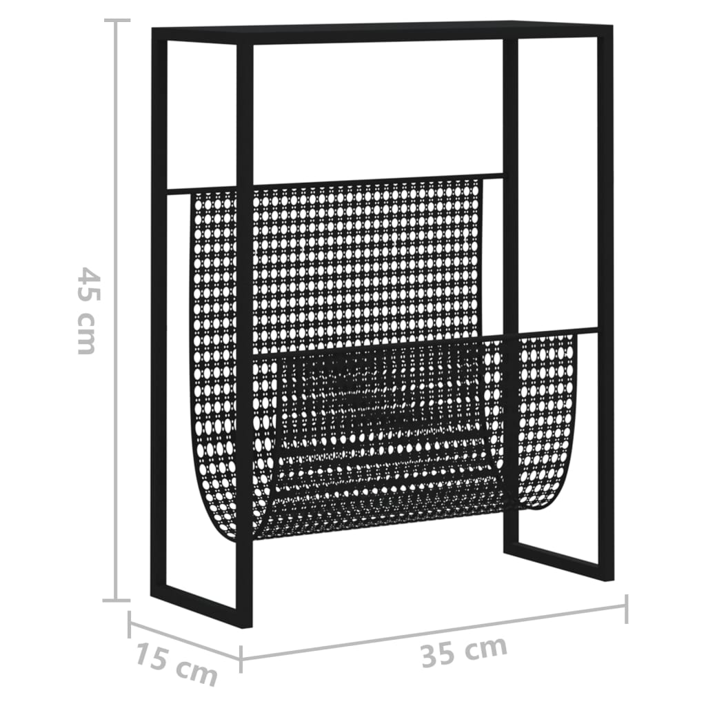 vidaXL Magazine Rack Black 35x15x45 cm Steel