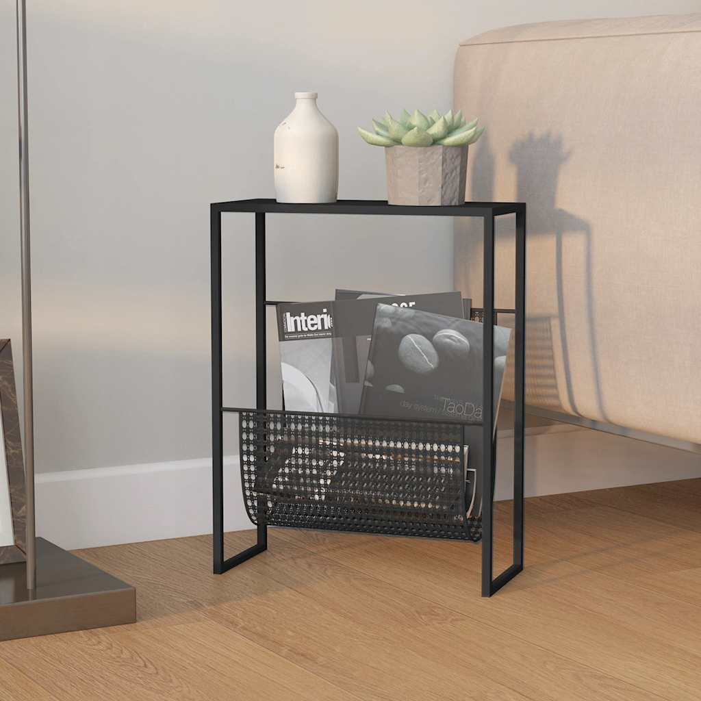 331668 vidaXL Magazine Rack Black 35x15x45 cm Steel