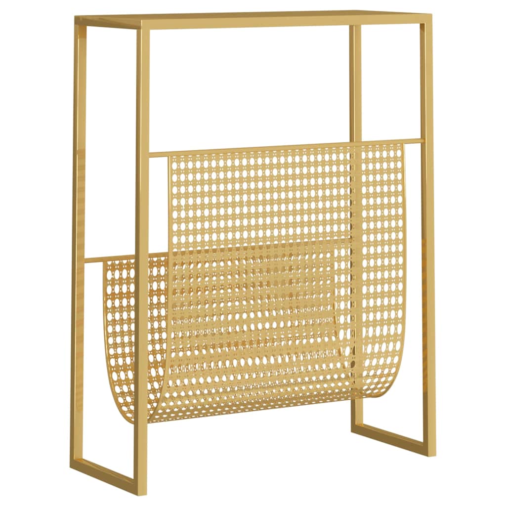 331669 vidaXL Magazine Rack Gold 35x15x45 cm Steel