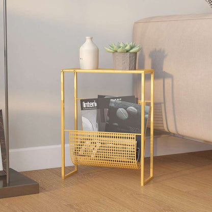 331669 vidaXL Magazine Rack Gold 35x15x45 cm Steel