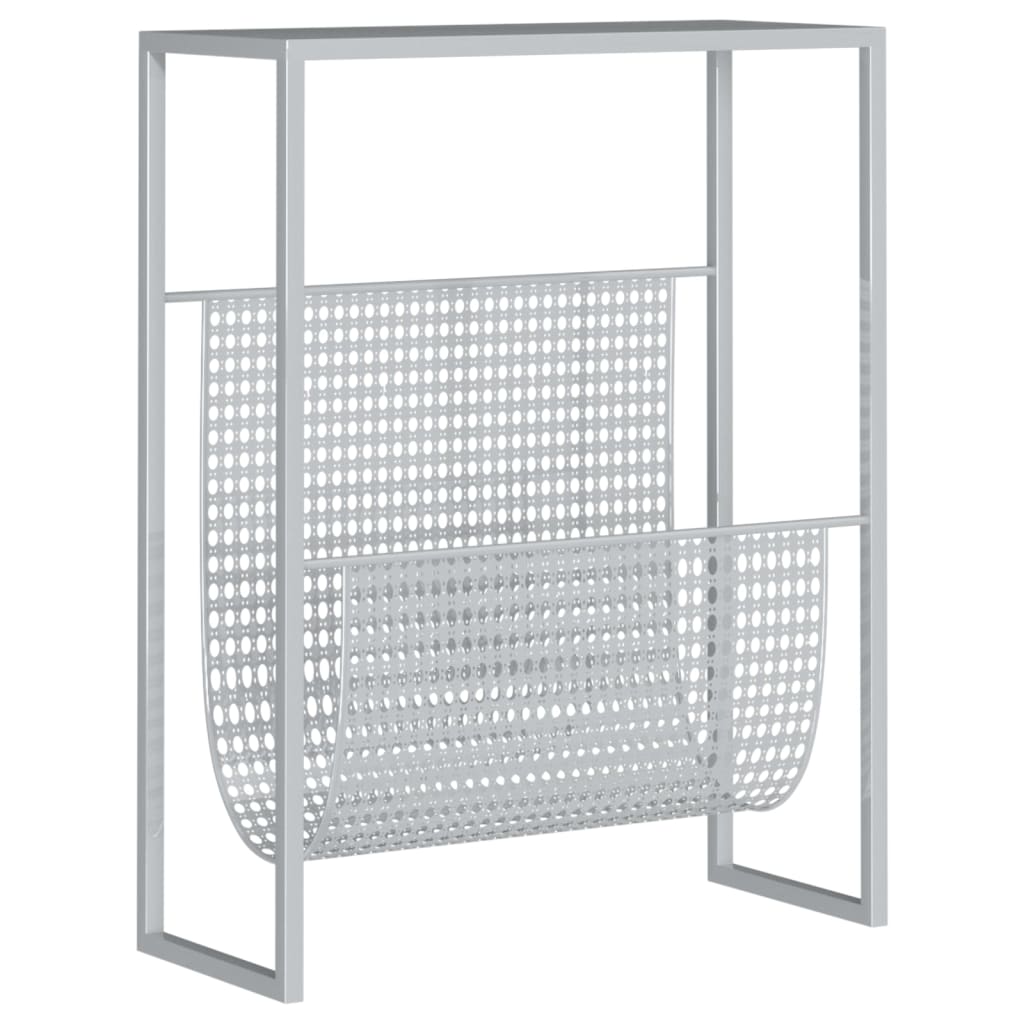 vidaXL Magazine Rack Silver 35x15x45 cm Steel