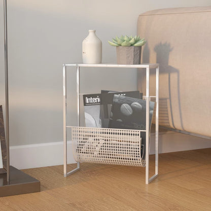 331670 vidaXL Magazine Rack Silver 35x15x45 cm Steel