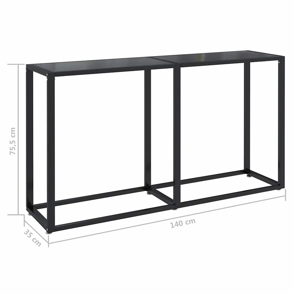 vidaXL Console Table | Black | Tempered glass, powder-coated steel