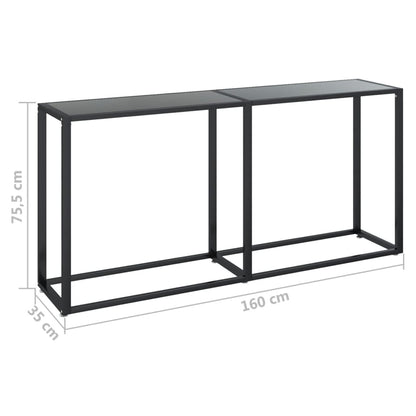 vidaXL Console Table | Black | Tempered glass | 160x35x75.5cm | Simple