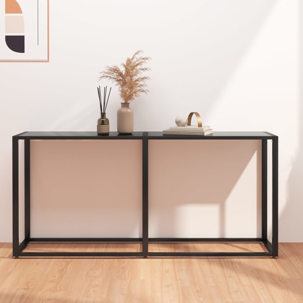 vidaXL Console Table | Black | Tempered glass | 160x35x75.5cm | Simple
