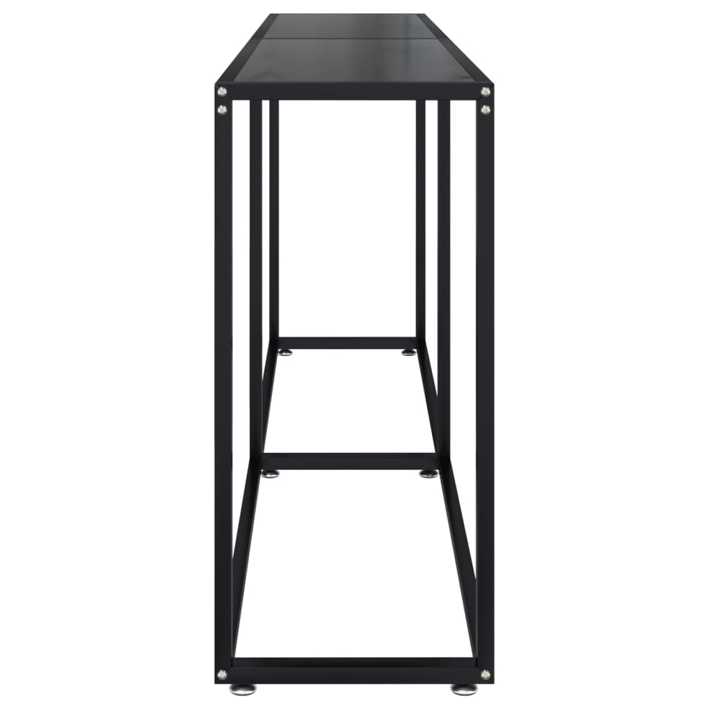 vidaXL Console Table | Black | Tempered glass, powder-coated steel | Large