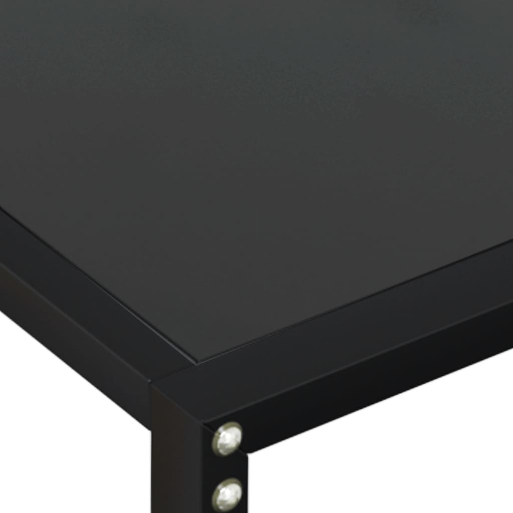 vidaXL Console Table | Black | Tempered glass, powder-coated steel | Large