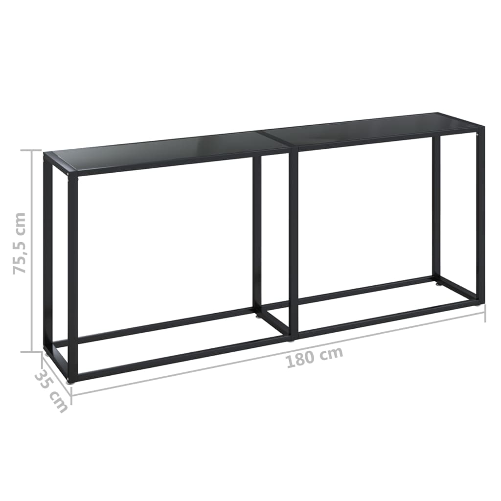 vidaXL Console Table | Black | Tempered glass, powder-coated steel | Large